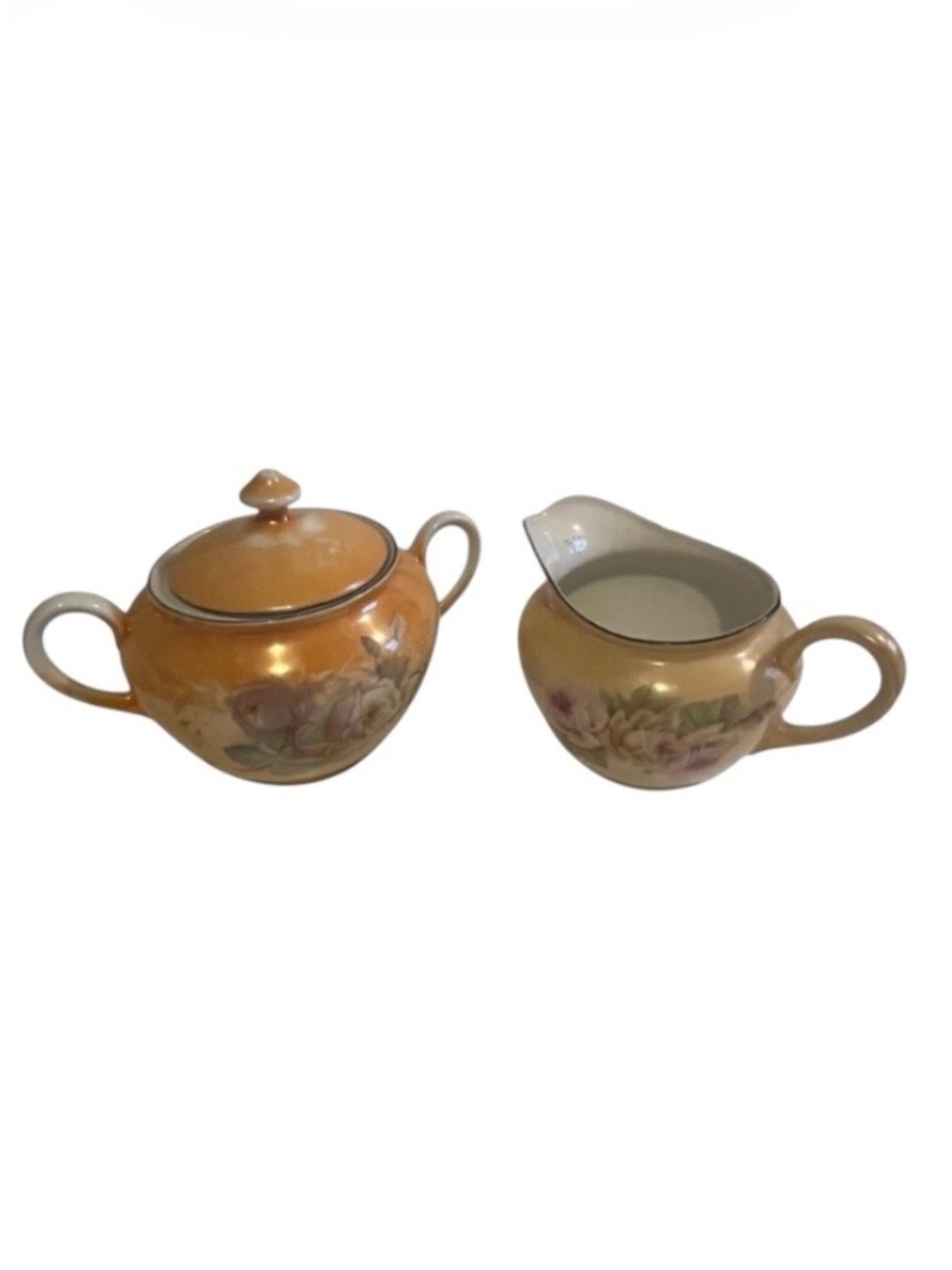 PALT Bohemian Lusterware Covered Sugar & Creamer set. Czech Slovakia